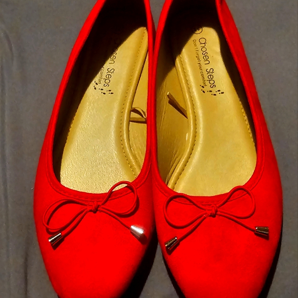 Red Ballet Flats Slighly worn